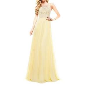 NEW COLORS DRESS strappy lace bodice a-line gown in yellow